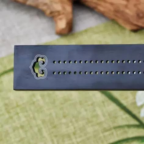 Premium African Ebony Incense Box - Silver Alloy Inlay - Handmade