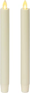 Luminara Set of 2 Moving Flame LED Taper (1x9.75), Flameless Candle, Melted Edge, Smooth Wax, Unscented (White)
