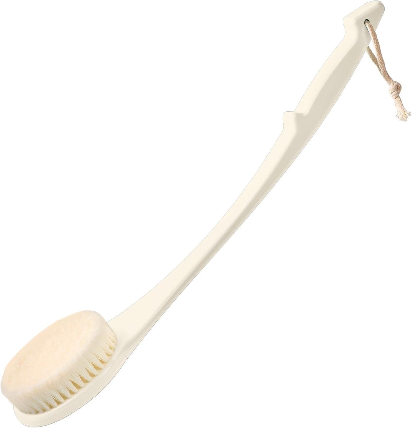 Back Scrubber for Shower, 17-Inch Shower Brush for Men and Women, Long Handle Exfoliating Body Brush, Medium Bristle Stiffness for Dry or Wet Brushing (Cream White)