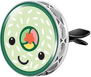 Wild Essentials Enamel Finish Sushi Roll Aromatherapy Car Air Freshener Essential Oil Car Vent Diffuser With Vent Clip and 8 Color Refill Pads