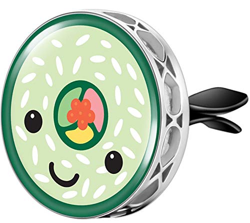 Wild Essentials Enamel Finish Sushi Roll Aromatherapy Car Air Freshener Essential Oil Car Vent Diffuser With Vent Clip and 8 Color Refill Pads