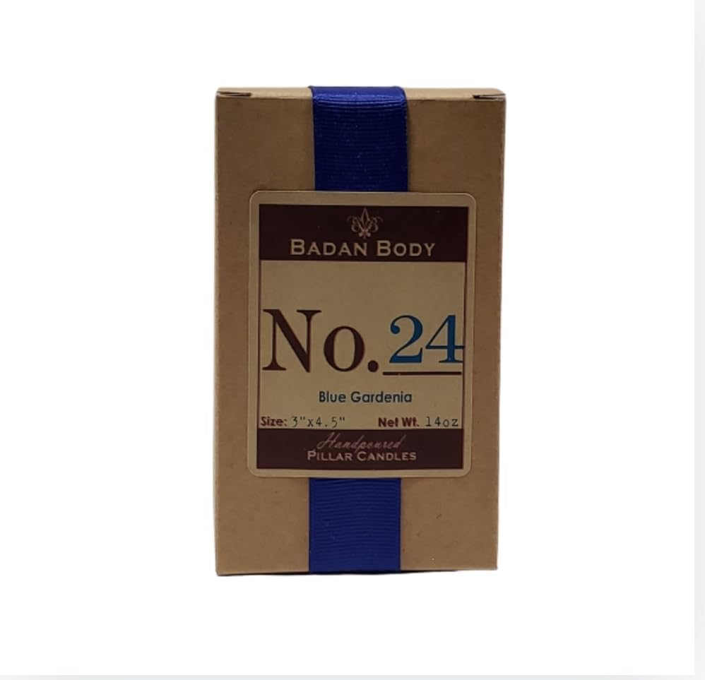 Illume Rustic Pillar Candle - Jasmine Neroli Orange Blossom Amber Scented Handmade - Premium Beeswax Blend (Dark Blue Round 3x4.5)
