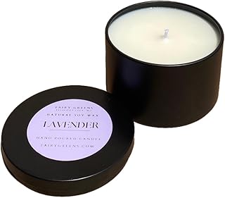 Lavender Soy Candle by Fairy Greens | Handmade Natural Lavender Oil & Soy Wax | Aromatherapy Candle | Long Lasting Candle |All-Natural Lavender Candle | Sleep Well Lavender Candles For Home | 8 oz Tin