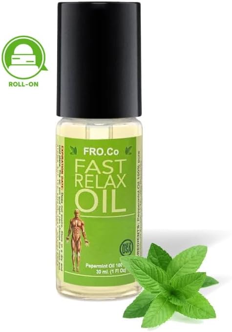 Fast Relax Oil - Roll-on Bottle 100% Peppermint Aromatherapy Oil - Reliefs Muscular Tension, Soothes Aches & Stress Therapeutic Grade