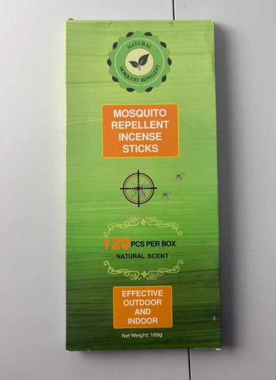 120 Pcs Mosquito Repellent Outdoor Patio, Mosquito Incense Sticks Natural Citronella Oil Plant-Based Bug Repellent for Camping Fishing Backyard Travel