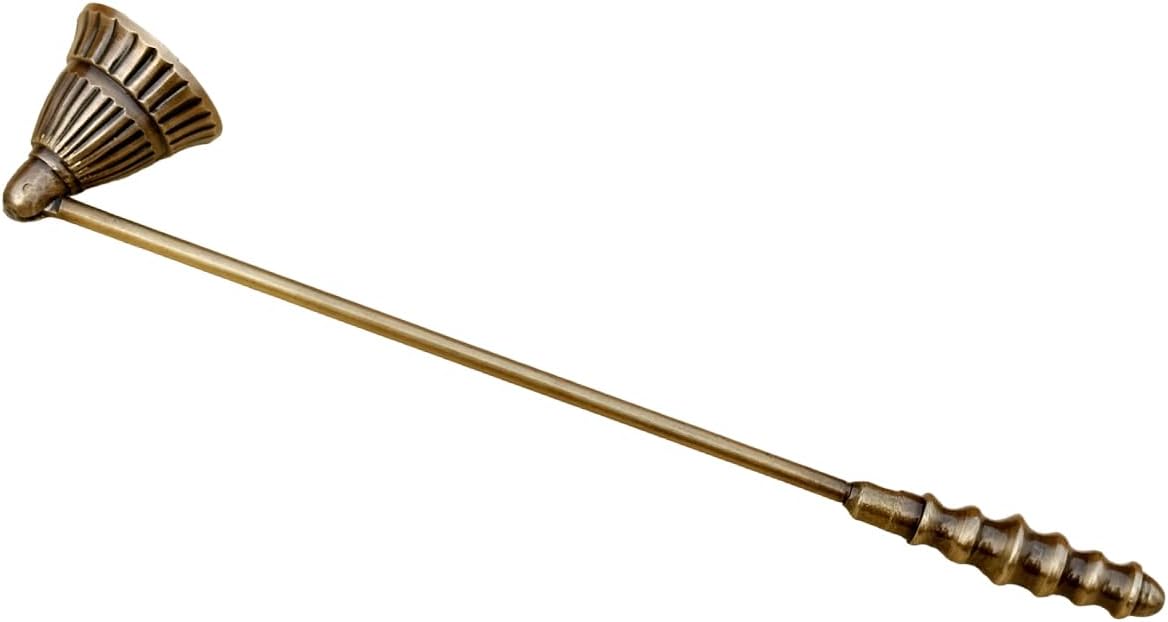 Living Ideas Handmade Solid Brass Candle Snuffer Farmhouse Modern Candle Extinguisher with Long Handle, Antique Brass Candle Snuffer Gift for Candle Lovers Classic Look Gold Wick Candlesnuffers