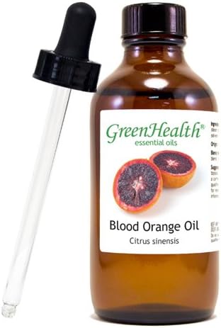 Blood Orange Essential Oil – 4 fl oz (118 ml) Glass Bottle w/Glass Dropper – 100% Pure Essential Oil – GreenHealth