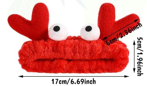 Red Crab Face Wash Headband Cute Soft Facial Makeup Hair Band Elastic Head Band Creative Hair Accessorie for Women Skincare Shower