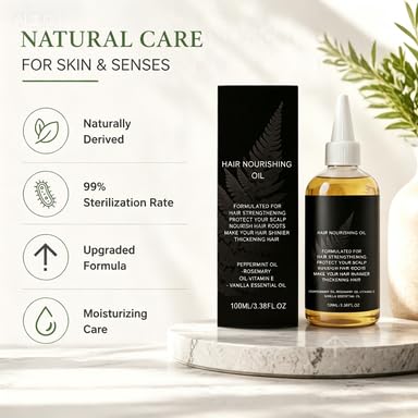 Rosemary Essential Oil, Scalp Care & Hair Nourishing Oil, Formula for Stronger-Looking, Smoother Hair, Daily Scalp Massage & Hair Care, 100 ml