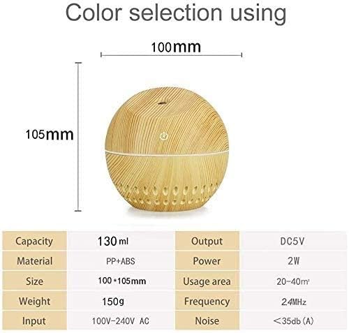130ml Essential Oil Diffuser Wood Grain Aromatherapy Diffusers Cool Mist Humidifier for Baby Home Office Yoga