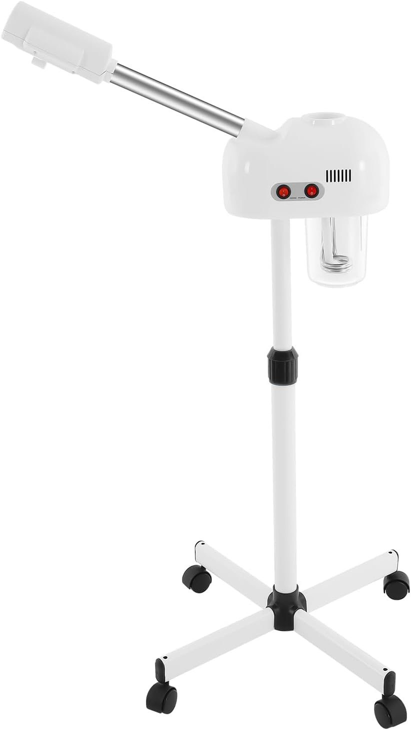 Professional Facial Steamer with Nano Ionics, 360° Rotating Face Steamer for Estheticians Adjustable Height, Home Spa Steam Machine on Wheels for Personal Facial Deep Cleaning Skin Care