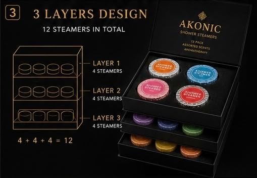 AKONIC Shower Steamers – 12 Pack – Assorted Scents Lavender