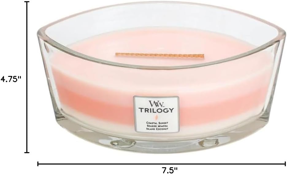 WoodWick Island Getaway Trilogy Gifts for Women and Men, 16 oz Ellipse Trilogy Candle with Crackling Wick
