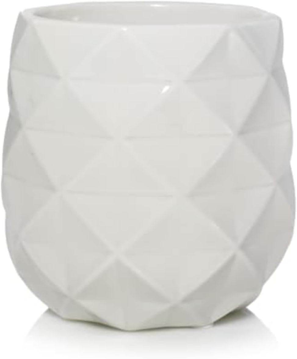 Yankee Candle Langham Collection Scenterpiece Wax Warmer with Auto Timer, White, Multi-Faceted Ceramic, 6-Foot Power Cord