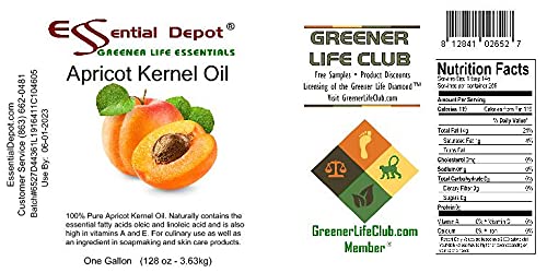 Apricot Kernel Oil - 1 Gallon (128 oz) - Food Grade - Safety Sealed HDPE Container with Resealable Cap - 100% Pure and Natural for Hair, Skin, Massage, and Cooking