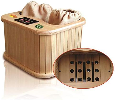 EZ Foot Spa with Easy Control Temperature and Time Ergonomic Design 16 Internal Bio-Ceramic Stones Made with Canadian Hemlock Wood Foot Sauna