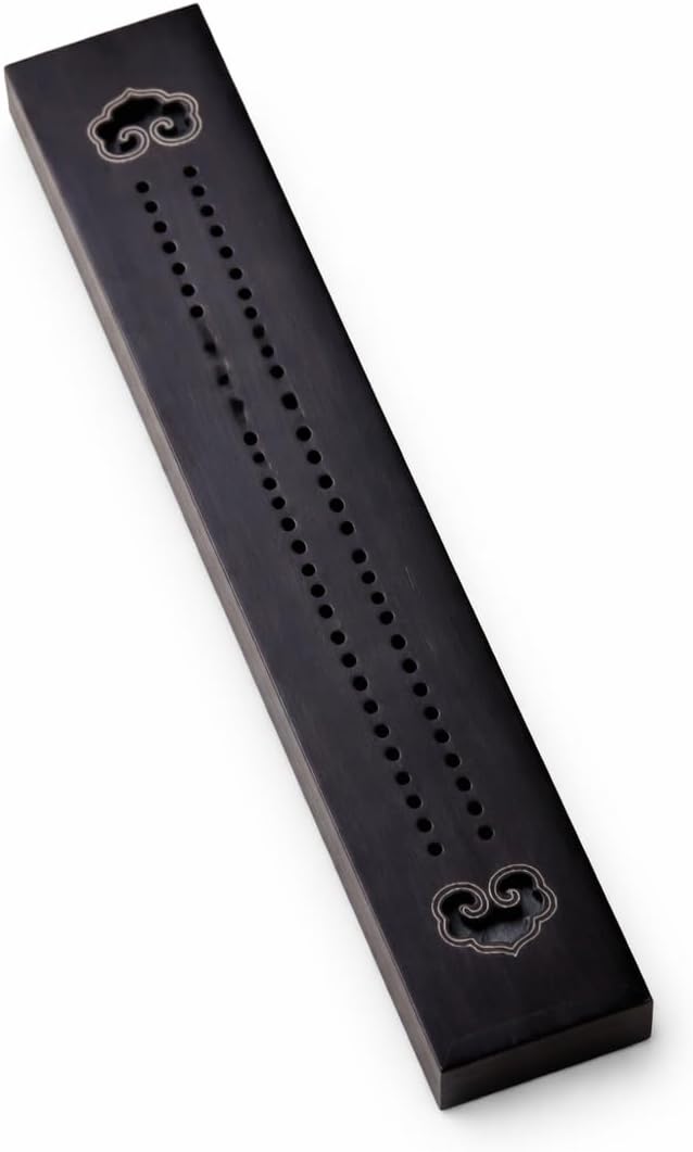 Premium African Ebony Incense Box - Silver Alloy Inlay - Handmade