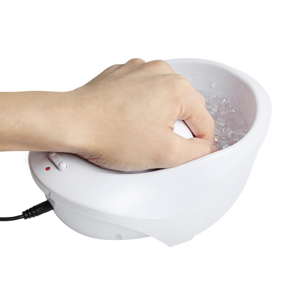 Healifty Electric Manicure Bubble Spa Hand Bowl 8.07X5.70X3.54 Inch Nail Soaking Container with Us Plug for Professional Nail Care and Home Use