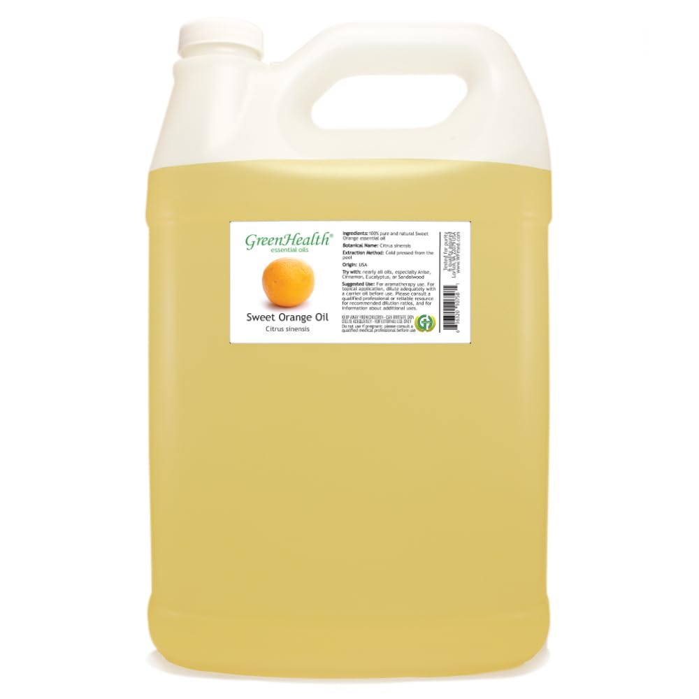 Sweet Orange Essential Oil - 1 Gallon - Plastic Jug - 100% Pure & Uncut - GreenHealth