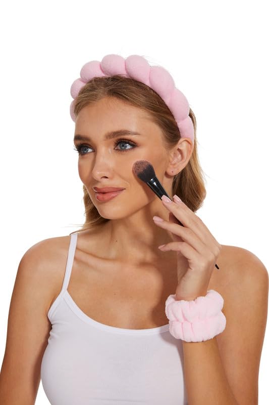 Soft Puffy Headband for Washing Face – Terry Cloth Skincare & Makeup Removal Hair Band for Women & Girls | Non-Slip Bubble Spa Headbands for Facial, Exfoliating, Bath & Beauty Routine