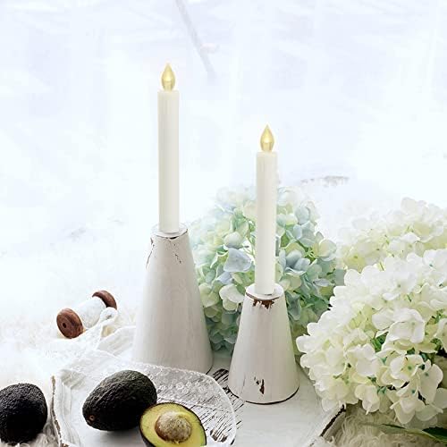 CANDLE CHOICE 6” Tall Flameless Taper Candles with Remote Timer Long Battery Operated Flicking Electric LED Window Stick Candles for Candelabra Wedding Christmas Decorations Table Centerpieces 2 Pack