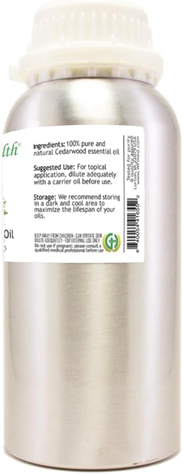 Cedarwood Essential Oil - 16 fl oz - Aluminum Bottle w/Locking Cap - 100% Pure Essential Oil - GreenHealth