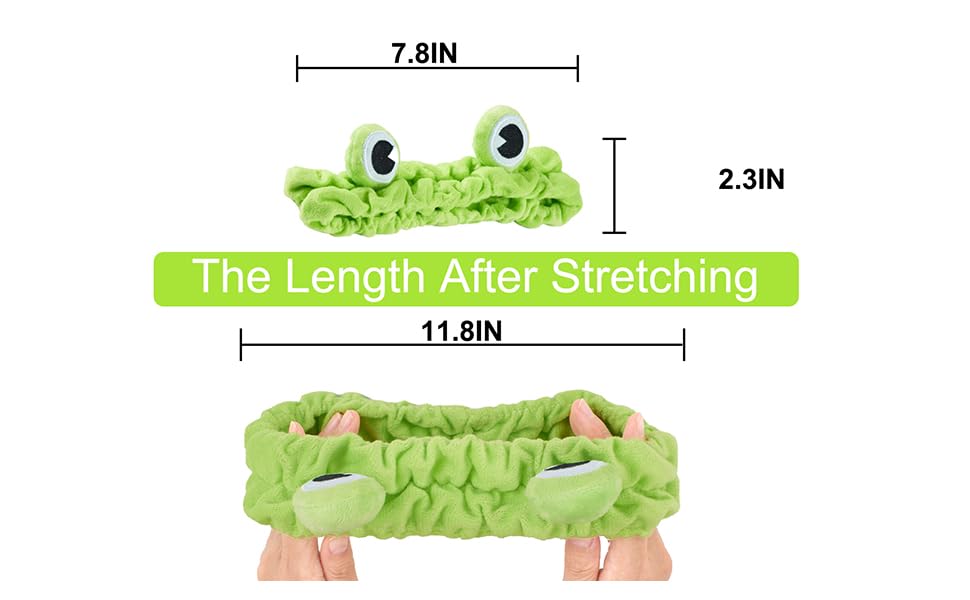Jowmoy Green Frog Eye Elastic Headband - Versatile for Spa, Skincare, Makeup, Face Wash, Fun Gift for Women (1 Pack)