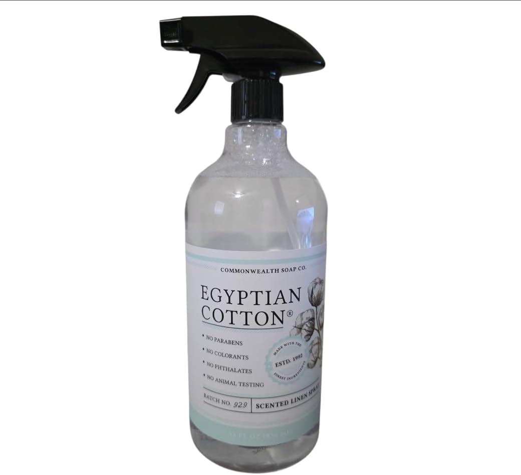 COMMONWEALTH SOAP CO Egyptian Cotton Scented Fabric, Linen &amp; Room Spray 33 Fl Oz