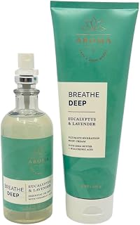 Bath and Body Works Aromatherapy Breathe Deep Eucalyptus Lavender Pillow Mist & Body Cream Gift Set