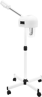 Facial Steamer with Adjustable Height, Ozone Hot Mist Nano Ionic Face Steamer for Deep Cleansing Hydration, LCD Timer 360 Rotating Arm, with Rolling Wheels and Removable Tank, for Home Salon Spa