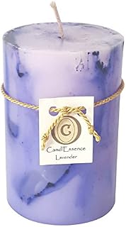 Handmade Scented Candle - Long Burning Pillar - Lavender Scent (Small)