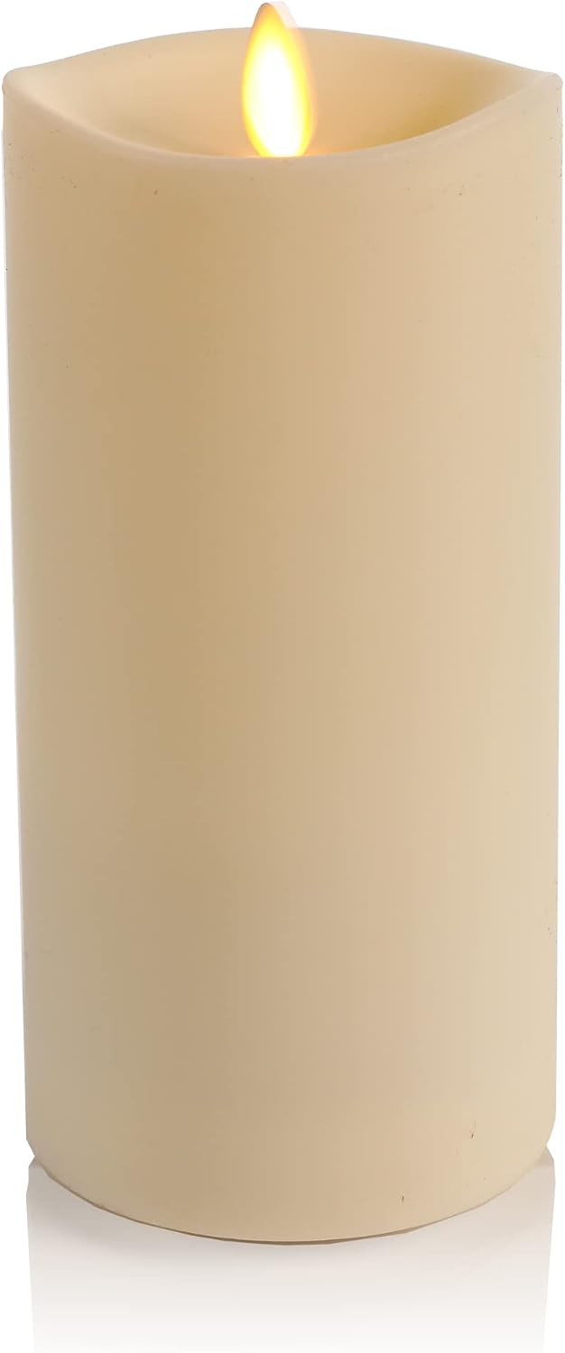 Luminara Pearl Ivory Outdoor Flameless Candle 3.25" x 7", Separate Remote, Moving Flame Flickering Realistic LED Battery Operated Pillar Lights Decor, Outside Lantern Halloween Christmas Decorations