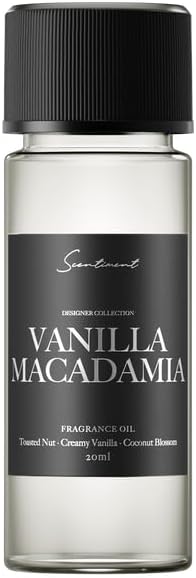 Scentiment Vanilla Macadamia Diffuser Oil - Premium Hotel Scent with Notes of Toasted Nut, Creamy Vanilla & Coconut Blossom Home Scent, Aromatherapy Fragrance Oil Diffuser Refill - 0.68 fl oz (20 mL)
