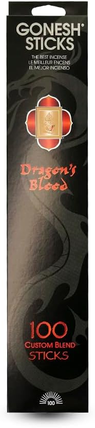 Gonesh - Custom Blend Incense Sticks - Non-Toxic 10” Slow Burn Aromatic Sticks - Dragon’s Blood - 100 Count