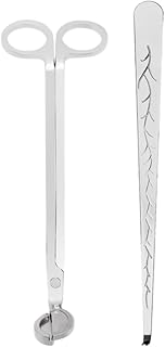 Candle Wick Trimmer，Professional Copper-Nickel Plated Candle Wick Trimmer 2-piece Set, 7.09-inch Silver Scissors with Decorative Patterns, Candle Maintenance Tool with a Ball Head