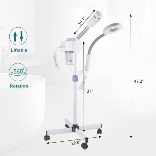 OmySalon 2 in 1 Facial Steamer with 5X Magnifying Lamp & Touch Screen, Esthetician Steamer Professional Face Spa Mist Steam for Home Beauty Salon, Personal Skin Care Deep Cleaning