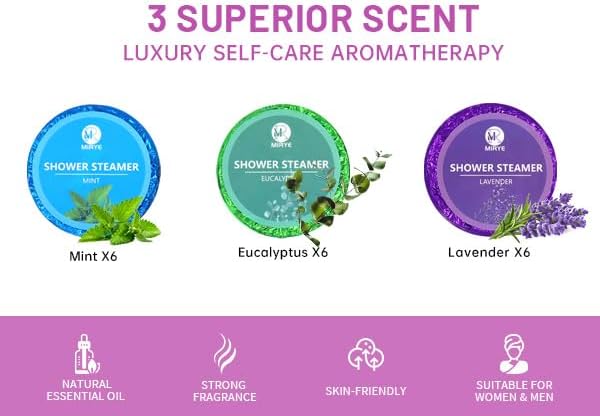 Shower Steamers Aromatherapy Gifts for Women&Men, 18-Pack Organic Eucalyptus Lavender Mint Essential Oil Shower Bombs, Self Care Stress Relief Birthday or Appreciation Gifts for Mom/Dad/Wife/Friends