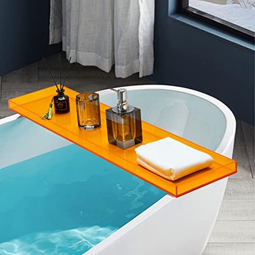 Bathtub Trays for Tub, Acrylic Bathtub Tray Caddy, Bath Shelf Bathtub Tray Storage Racks, Spa Board Bathroom Bath Tub Table,32.3"" Lx7.9 Wx1.2 H,Clear/Clear/32.3"" L*7.9"" W*1.2"" H, Orange