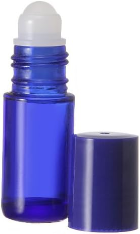 The Parfumerie 5 ml. Glass Roll on Bottle. Perfect for Essential Oils Aromatherapy, Perfume and Cologne. Plastic Roller. Pipettes Included (24 Bottles, Blue)