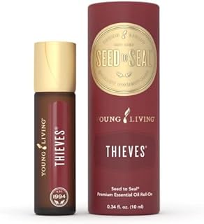 Young Living Thieves Roll-On - 10 ml - Pre-Diluted Essential Oil Blend for On-The-Go Application - a Legendary Blend of Essential Oils. Formulated with Clove, Lemon, Cinnamon Bark, Eucalyptus