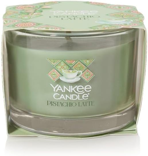 Yankee Candle Mini Jar Scented Candles, Small Single Wick Candle Set for Home Fragrance, Soy Wax Blend, Long Lasting Burn, Hello Italy Collection, Pistachio Latte (Pack of 4)