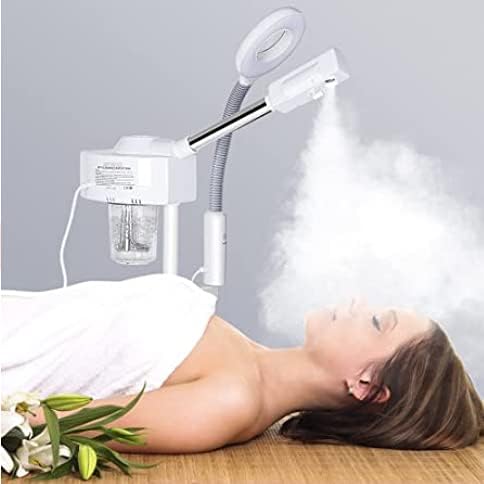 2 in 1 Facial Steamer 5X Magnifying Lamp - Hot Ozone Spa Machine, Mist Face Salon Beauty Skin Care Equipment