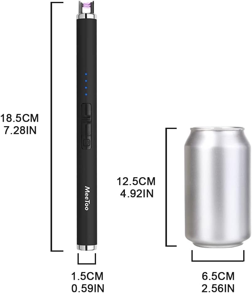 MeeToo Candle Electric Lighter Rechargeable USB Type-C Lighters for Candle Christmas Kitchen Camping Party, Gifts for Wife Women Men Nana Black