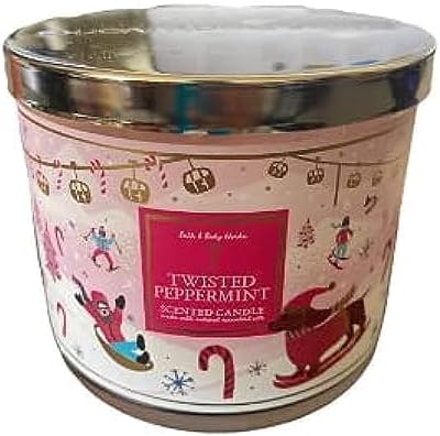 Bath & Body Works, White Barn 3-Wick Candle w/Essential Oils - 14.5 oz - 2021 Christmas & Winter Scents! (Twisted Peppermint)