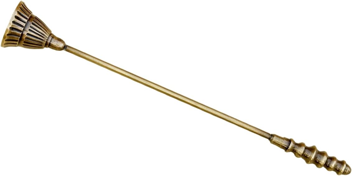 Living Ideas Handmade Solid Brass Candle Snuffer Farmhouse Modern Candle Extinguisher with Long Handle, Antique Brass Candle Snuffer Gift for Candle Lovers Classic Look Gold Wick Candlesnuffers