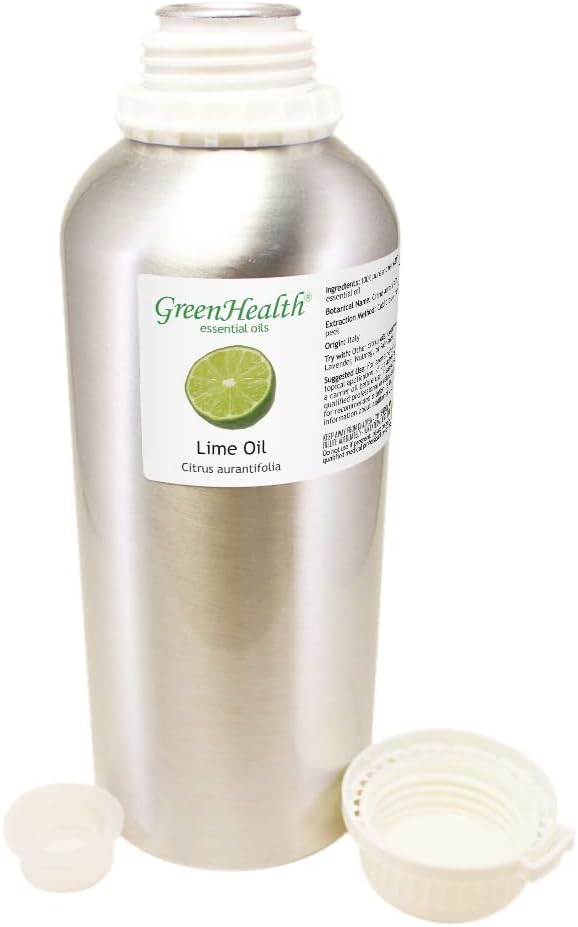 Lime Essential Oil – 100% Pure - 32 fl oz (946 ml) Aluminum Bottle w/Plug Cap – GreenHealth