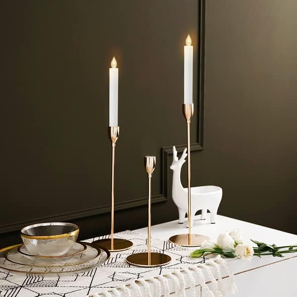 CANDLE CHOICE 6” Tall Flameless Taper Candles with Remote Timer Long Battery Operated Flicking Electric LED Window Stick Candles for Candelabra Wedding Christmas Decorations Table Centerpieces 2 Pack