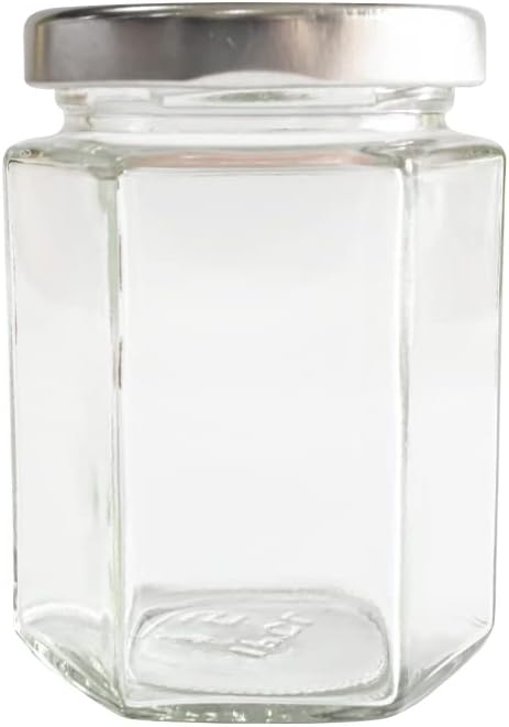 190ml 6oz Hexagon Glass Jars, Pack of 24 Sets With Silver Lids for Jam, Honey, Jelly, Candy, Candle, Wedding Favors, Baby Shower, Spice, Crafts, Party Favors, Samples