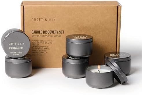 Craft & Kin Premium 6 Scented Votive Candles – Luxury Mini Natural Soy Scented Candle Gift Set with Assorted Scents – Room Decor and Aromatherapy – 15-20 Hour Burn Time Each