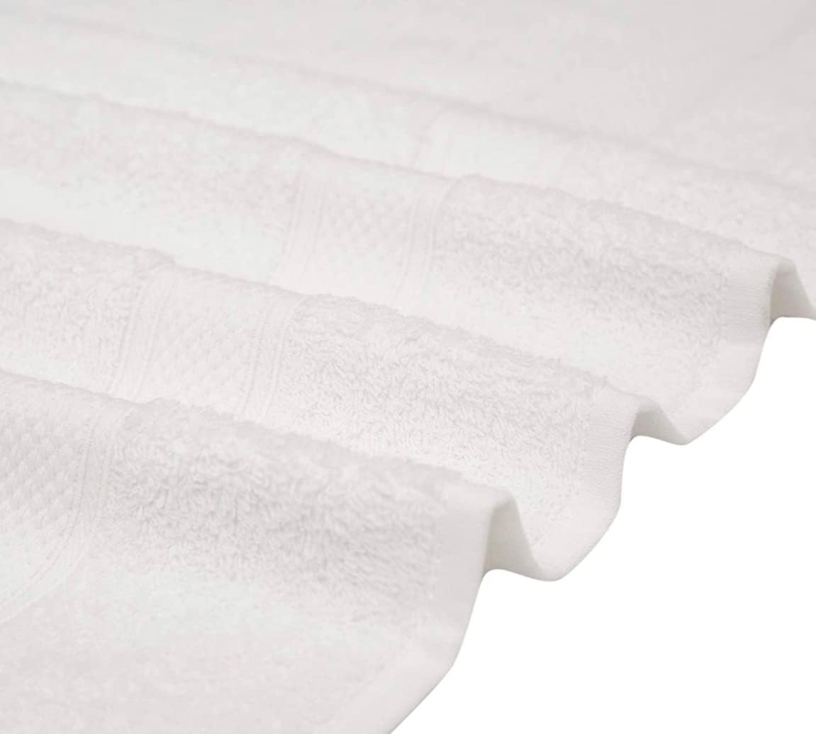KAHAF COLLECTION 100% Cotton Bath Towel Set, White 24x48 Pack of 6 Towels, Quick Dry, Highly Absorbent, Soft Feel Towel, Gym, Spa, Bathroom, Shower, Pool, Luxury Soft Towels Light-Weight